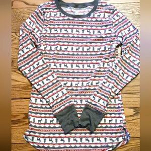 Cuddl Duds Stretch Thermal Holiday Moose Top with Thumb Holes NWOT